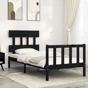 Giroletto con testiera nero 100x200 cm in legno massello