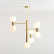 ALDEX Lampada a sospensione Flare, a 7 luci, ottone/bianco opalino, vetro