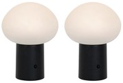 Set di 2 lampade da tavolo LED ricaricabili Fungo Nero - Louise