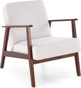MILANO 1S poltrona in tessuto Castel beige chiaro con struttura in legno