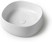 Lavabo da appoggio 42 cm con angoli stondati in ceramica bianco lucido   Milos