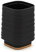 Portaspazzolini da appoggio nero in abs e bambù Wave