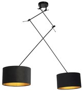 Lampada a sospensione paralumi in velluto oro/nero 35cm -BLITZ II zwart