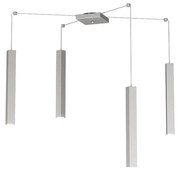 Sospensione Moderna Square Tube Metallo Grigio 4 Luci Gu10