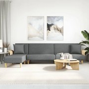 Divano Letto A L Grigio Scuro 279x140x70 Cm İn Tessuto /