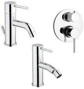 Set miscelatori lavabo bidet e doccia incasso con deviatore cromati Piralla Essenza scarico incluso