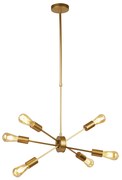 Lampadario Industrial-Nordico Alfa Acciaio Oro 6 Luci E27