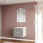 Mobile Bagno Sospeso 60 Cm Due Cassetti Specchio Con Lampada Led 80x60 Cm Savini Due "Iris"