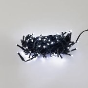 Catenaria Natalizia LED 8m con 8 GIOCHI DI LUCE IP44 Cavo VERDE Colore Bianco Freddo 7500 - 8500 °K