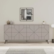 Madia Moderna 6 Ante 183 Cm Design Geometrico Piedi Metallici Dune Tortora