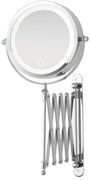 Specchio per trucco con luce LED e braccio estensibile in acciaio cromo