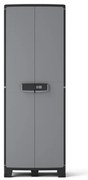 Armadio per scope Excellence SPACEO in polipropilene, nero L 65 x H 180 x P 39 cm, 2 ante, adatto per interno/esterno