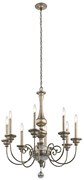 Lampadario Classico Rosalie Acciaio Oro Sterlina 8 Luci E14