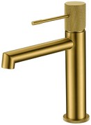 Rubinetto miscelatore monocomando per lavabo senza scarico in ottone oro spazzolato Melin