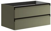 Mobile da bagno sospeso sotto lavabo L 79.5 x H 40 x P 45.5 cm verde salvia laccato opaco, 2 cassetti VISOBATH Fusion