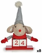 Statua Decorativa Mouse Calendario Rosso Grigio Legno 20 x 11 x 20 cm (8 Unità)