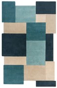 Tappeto blu/beige in lana 200x290 cm Abstract Collage – Flair Rugs