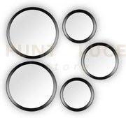 Lia set 5 specchi diametri assortiti con cornice plastica nera