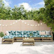 Set divani da giardino 7pz con cuscini legno impregnato di pino