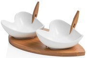 Set di 2 ciotole da portata con vassoio in bambù e due spiedini Coeur Blanc - Brandani