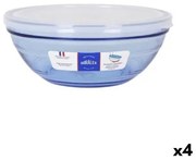 Porta Pranzo Rotondo con Coperchio Duralex   Cristallo Azzurro Ø 20,5 cm (4 Unità)