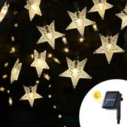 Catena decorata con 50 Stelle a Led Bianco Caldo 6 metri con pannello solare Wisdom