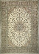 Kashan Tappeto 340x250 Beige (Iran) Annodato A Mano