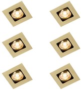 Set di 6 faretti da incasso quadrati ottone orientabili - Artemis