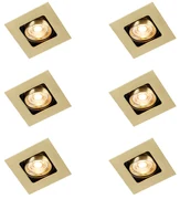 Set di 6 faretti da incasso quadrati ottone orientabili - Artemis