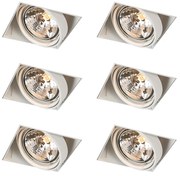 Set di 6 faretti da incasso bianchi AR111 orientabili e inclinabili senza cornice - Oneon