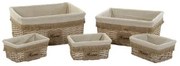 Set di Cestini Home ESPRIT Marrone Naturale 48 x 40 x 22 cm (5 Pezzi)