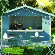 Set tavolo e sedie Gaia in acciaio antracite per 2 persone