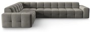 Divano angolare in velluto grigio (angolo sinistro) Kendal - Micadoni Home