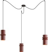 Lampada a sospensione retrò rossa con nero a 3 luci - Monti
