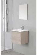Mobile Bagno Sospeso 50 Cm Un'Anta e Specchio Feridras "Si 50" Rovere Chiaro