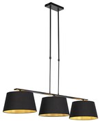 Lampada a sospensione con paralumi in cotone nero e oro 32 cm - Combi 3 Deluxe