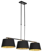 Lampada a sospensione con paralumi in cotone nero e oro 32 cm - Combi 3 Deluxe