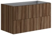 Mobile da bagno sospeso sotto lavabo L 89.5 x H 50 x P 45.5 cm rovere, 2 cassetti Opera