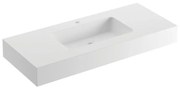 Lavabo integrale rettangolare L 120 x H 14 x P 46 cm in solid surface bianco