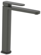 Rubinetto per lavabo getto laminare cristallino Zefir grigio verniciato a polvere opaco AQUASANIT