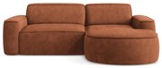 Divano angolare color terracotta (con penisola a destra/con chaise lounge) con rivestimento in ciniglia Omao – Makamii