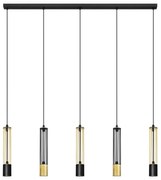 LED Lampadario su corda BARS 5xGU10/4,8W/230V nero/dorato