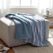 Plaid stampato righe azzurro jaquard 127x152cm