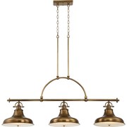 Lampadario Industrial Nordico Emery Metallo Ottone Anticato 3 Luci E27