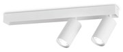 Plafoniera Contemporanea Profilo Metallo Bianco 2 Luci Gu10 28W 3000K Ip20