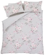 Biancheria letto matrimoniale grigia estesa 230x220 cm Canterbury Floral - Catherine Lansfield