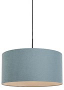 Lampada a sospensione nera con paralume blu 50 cm - Combi 1