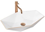 Lavabo da appoggio Rea Vegas White Rose Gold Edge