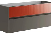 Mobile da bagno sotto lavabo Niwa grigio carbone frontale in vetro paprika laccato opaco L 119.5 x H 50 x P 45.5 cm 2 cassetti, lavabo non incluso