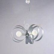 Sospensione in ferro laccato bianco con fasce tagliate a laser grig...
